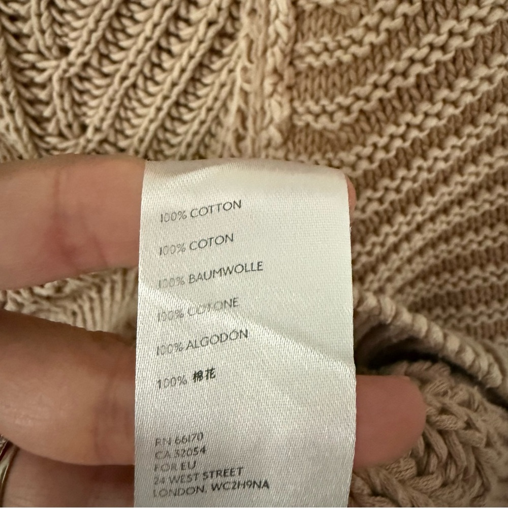 Free People Chunky Slouchy Knit Taupe Mock Neck Cozy Sweater Small Boho Bohemian - Picture 5 of 5
